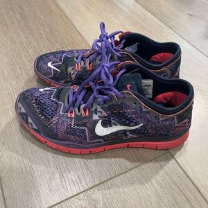 Women’s Nike Free TR Fit 4 Athletic Training Shoes - Purple Aztec Print Size 7.5
